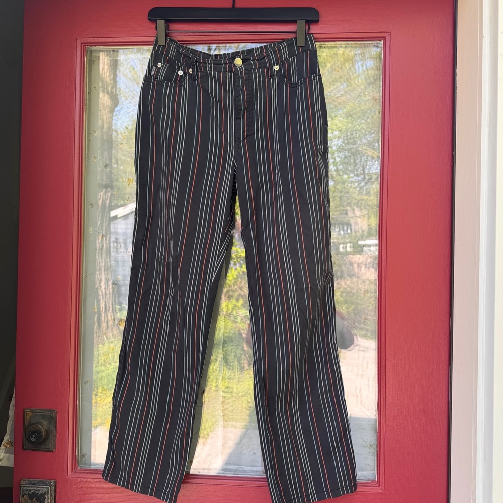 Moschino Jeans Vintage Y2K Striped Cotton Cropped Straight Leg Ankle Pants Rare
